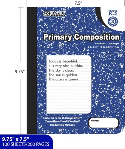 Miniatura 2 de BAZIC PRODUCTS Libro de composición de mármol primario de 100 unidades, para oficina de notas escolares
