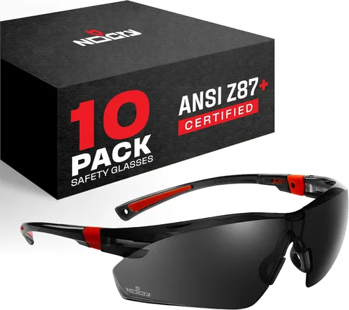 NoCry Gafas de sol de seguridad para el trabajo y los deportes con lentes envolventes tintadas verdes resistentes a los arañazos y agarres Negro &
