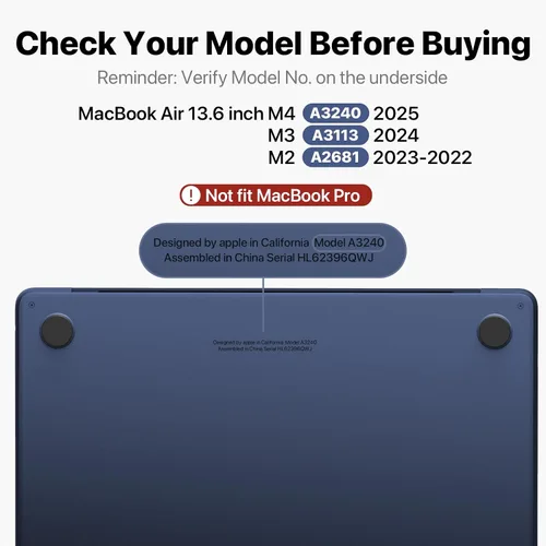 Miniatura 2 de Funda compatible con MacBook Air de 13 pulgadas M5 M4 M3 M2 2026 2025-2022, [color oficial 100% coincidencia] Funda protectora rígida para laptop +