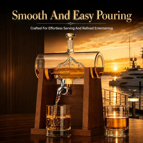 Miniatura 5 de Juego de decantadores de whisky Jillmo para hombres, juego de decantador de 1250ml con 2 vasos de whisky, ideal para regalos de bourbon para hombres