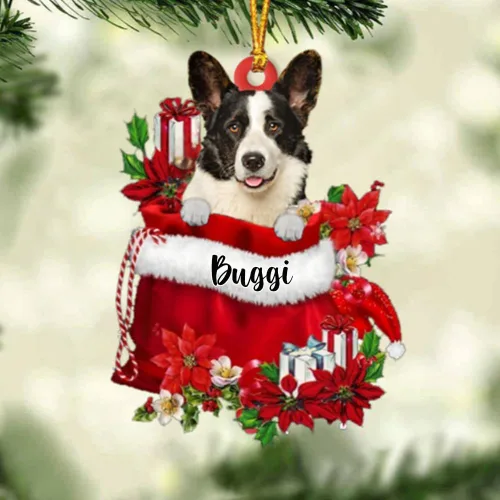 Miniatura 10 de Perro Akita Inu personalizado en bolsa de regalo, adorno de Navidad, nombre personalizado, regalo para amantes de los perros, familia, Navidad