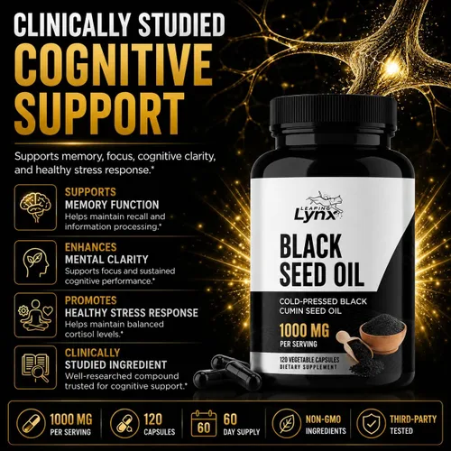 Miniatura 6 de Leaping Lynx Aceite de semilla negra de 1000 mg – Cápsulas blandas de Nigella Sativa prensadas en frío para la salud inmunológica, del corazón