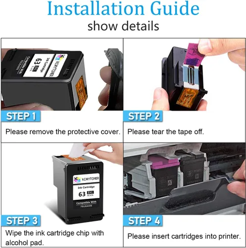 Miniatura 5 de Cartucho de tinta remanufacturado 63XL de alto rendimiento de repuesto para HP 63XL 63 XL F6U63AN compatible con impresora DESKJET 1110 3630 3635