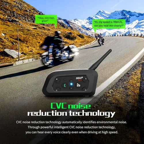 Miniatura 5 de EJEAS Casco de motocicleta Bluetooth V6 Pro, 2 vías 1200M sistema de comunicación de intercomunicación de motocicleta para esquí/ATV/Dirt