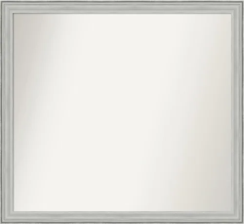 Miniatura 175 de Amanti Art Espejo de baño plateado para sobre fregadero, 25 x 25 pulgadas, espejo de tocador cuadrado estrecho de níquel cepillado, marco de madera