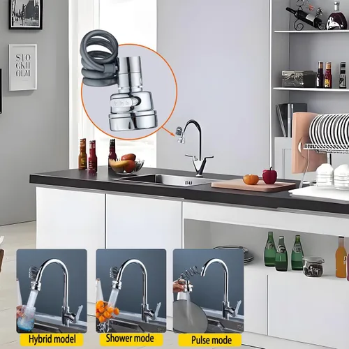 Miniatura 6 de Accesorio de rociador de fregadero para llave, extensor de llave con manguera estirable - Rociador de fregadero de cocina, 3 modos de salida