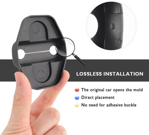 Miniatura 4 de 6 cubiertas para cerradura de puerta de automóvil, cubierta negra para cerradura de puerta compatible con Jeep Wrangler JLU JL 4XE Unlimited
