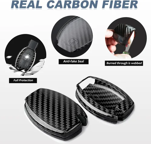 Miniatura 3 de T-carbon Funda para llavero compatible con Mercedes Benz, protector de llavero de fibra de carbono real para Benz SLC SLC, funda para llave