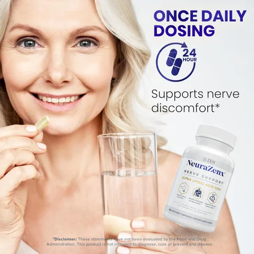 Miniatura 5 de Zen Nutrients NeuraZenX Suplemento de Apoyo Nervioso y Apoyo para Neuropatía Periférica con 1200mg de Ácido Alfa Lipoico (ALA), Benfotiamina