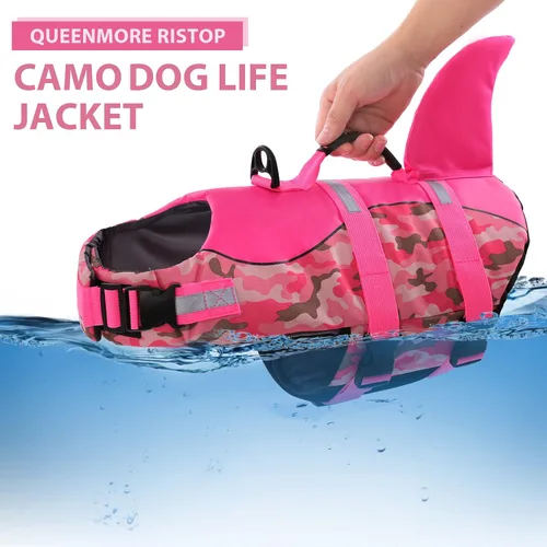 Miniatura 8 de Queenmore - Chaleco salvavidas Ripstop de tiburón para perro, ajustable, con alta flotabilidad y asa de rescate duradera, para perros pequeños