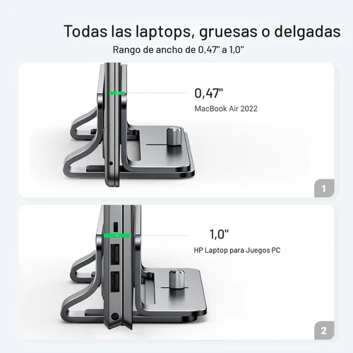 Miniatura 3 de UGREEN Soporte vertical para laptop para escritorio compatible con MacBook Pro, MacBook Air, soporte vertical de aluminio ajustable para portátiles
