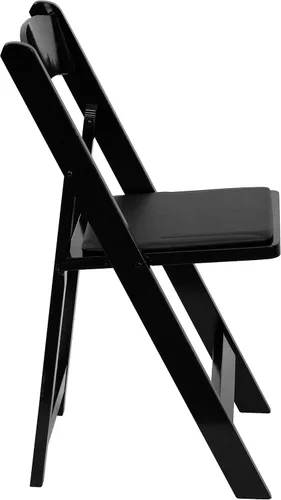 Miniatura 6 de EMMA + OLIVER Paquete de 2 sillas plegables de madera negra con asiento acolchado de vinilo Negro