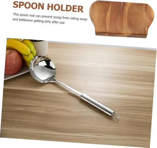 Miniatura 6 de MAGICLULU Soporte de cuchara de madera para cocina, soporte para cuchara, plato de cuchara, bandeja para cucharas, soporte para espátula, soporte