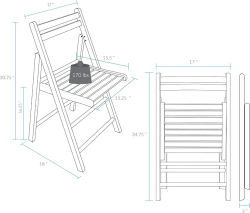 Miniatura 2 de Casual Home Juego de 2 sillas plegables de madera - Espresso