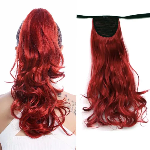 Miniatura 8 de Extensión de cabello sintético rizado con clip, cola de caballo larga, con clip, para niñas, mujeres y mujeres