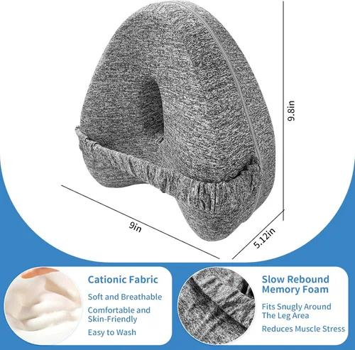 Miniatura 7 de Almohada de rodilla para dormir de lado, almohada de pierna con correa elástica, almohada de columna vertebral suave para dormir de lado, almohadas