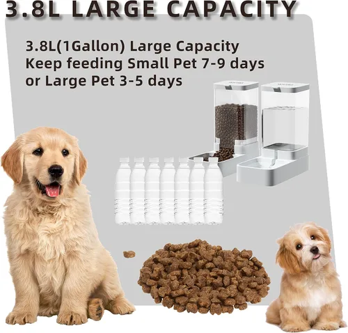 Miniatura 3 de NKECOBJI - Juego de comedero y dispensador de agua para mascotas por gravedad, comedero automático para perros y dispensador de agua para perros