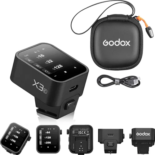 Godox Disparador de flash X3 X3C para Canon, interfaz de pantalla táctil y controles locales, batería de carga tipo C incorporada TTL HSS 2.4G Kit