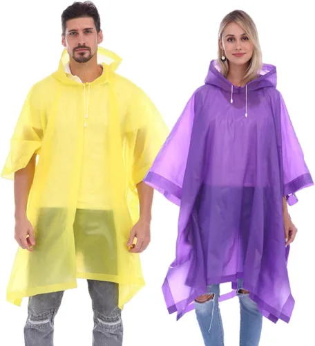 Ponchos de lluvia para adultos, hombres y mujeres (paquete de 2 a 5), poncho transparente de EVA reutilizable, chaquetas impermeables con capucha