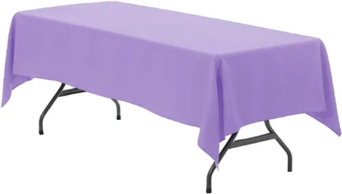 Miniatura 40 de Your Chair Covers - Mantel rectangular de poliéster de 90 x 132 pulgadas, color morado, mantel de boda sin costuras de alta calidad para mesas