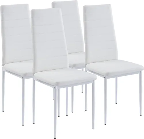 Miniatura 10 de Juego de 4 sillas de comedor, sillas de cocina, sillas laterales sin brazos para sala de estar, juego de 4 con marco de metal y patas (negro)