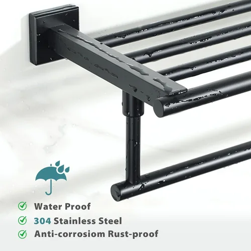Miniatura 4 de Alise - Toallero de 16 pulgadas para baño, toallero de pared con barras de torre, estante de baño de acero inoxidable SUS 304, soporte de toalla