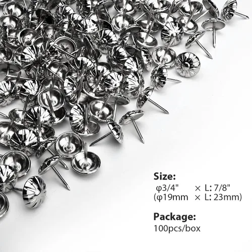 Miniatura 5 de Tachuelas de tapicería para muebles, clavos de tapicería vintage de 3/4 pulgadas, 100 tachuelas de muebles resistentes para tapicería, clavos