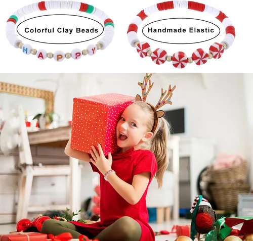 Miniatura 5 de Taouzi 10 pulseras de Navidad para mujer, pulseras elásticas apilables de Navidad, con copos de nieve, regalos de Navidad para mujeres y niñas