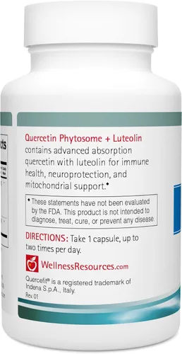 Miniatura 2 de Wellness Resources Fitosoma de quercetina de 250 mg con luteolina 100 mg, estabilizador de mastocitos y apoyo natural de histamina para alergias