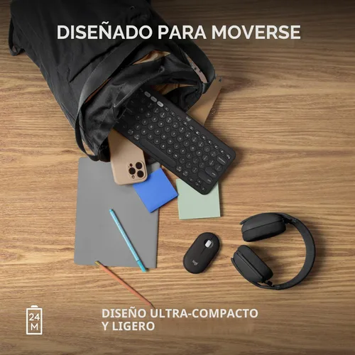 Miniatura 7 de Logitech Pebble Mouse 2 M350s Slim Bluetooth Ratón inalámbrico, portátil, ligero, botón personalizable, clics silenciosos, fácil de cambiar