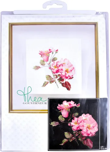 Miniatura 5 de Thea Gouverneur - Kit de punto de cruz con cuentas - Rosa Leersum - Aida Black - 18 unidades - Kit de bordado para adultos - Hilos de bordado DMC