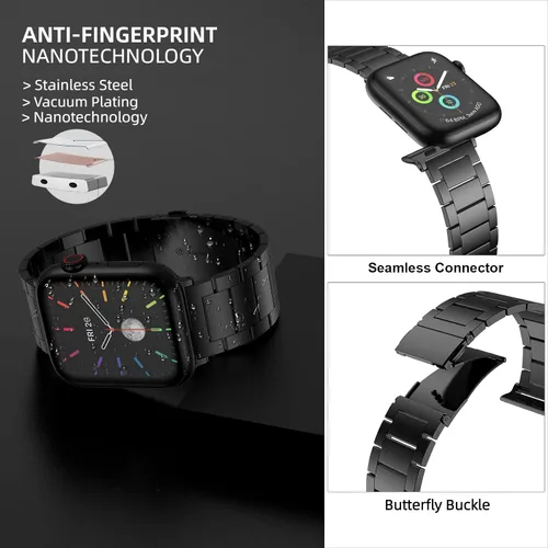 Miniatura 4 de No Tools Needed - Correa de metal para Apple Watch Ultra 2 Series 9/8/7/6/5/4/3/2/1/SE, correa de acero inoxidable ajustable sin herramientas