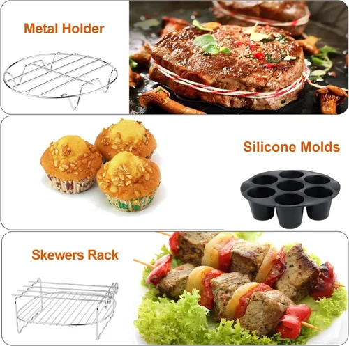 Miniatura 3 de Accesorios para freidora de aire Ninja Chefman COSORI Ninja Gourmia Dash Power XL 3.6 4.2 5.8QT, 12 piezas de accesorios para freidora de aire