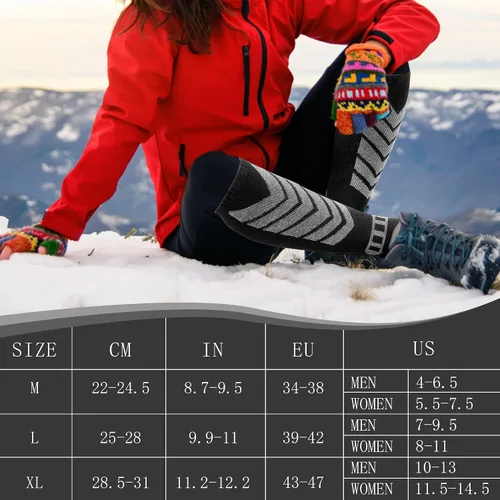 Miniatura 4 de wanchel Merino Wool Ski Socks - 2 Pairs Knee High Skiing Socks, Winter Warm Snowboard Thermal Socks
