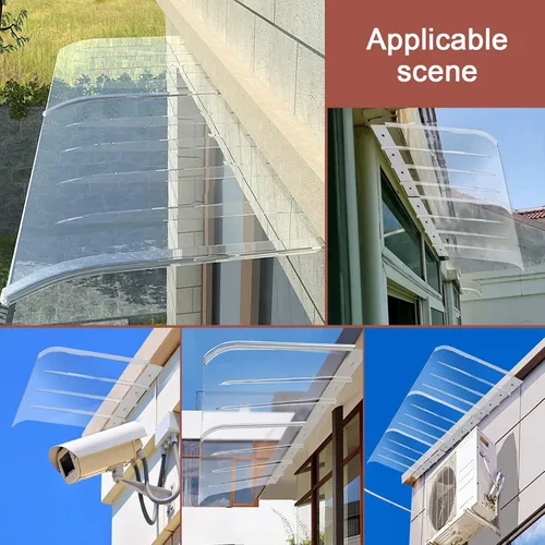 Miniatura 9 de Toldo invisible para ventana, cubierta de policarbonato empalmado con ranuras, toldo transparente para lluvia, toldo para patio, balcón, aire