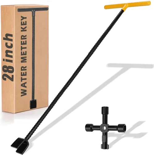 Miniatura 10 de Winisok - Llave de medidor de agua de 17 pulgadas con llave de utilidades multifuncional de 4 vías, herramienta de apagado de agua con varilla