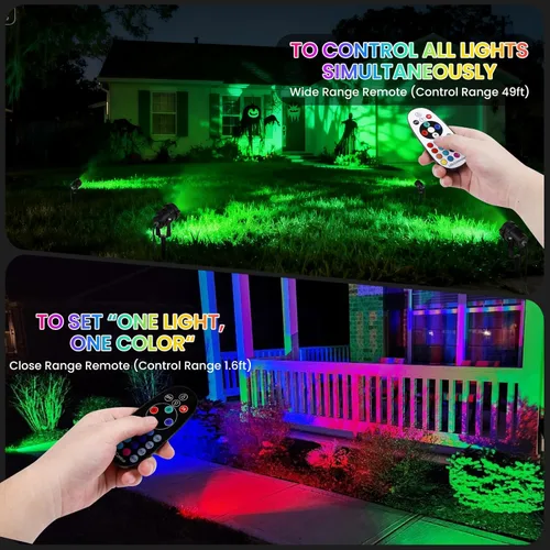 Miniatura 4 de RGBW - Foco multicolor para exteriores: 16 luces de paisaje que cambian de color con control remoto de 120 V enchufable, luz LED impermeable
