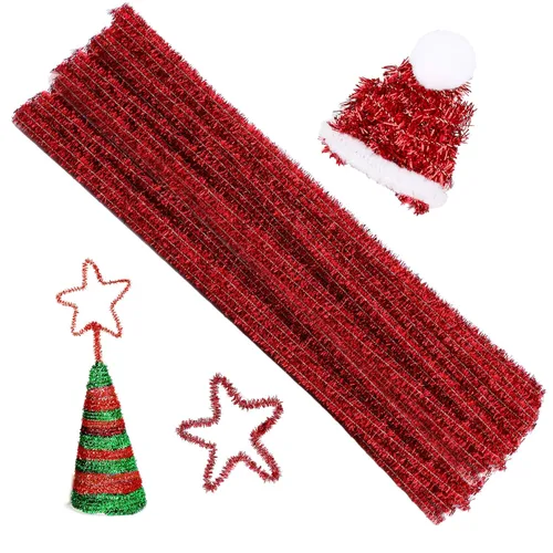 Miniatura 10 de Juego de 100 limpiadores de tuberías de chenilla, con purpurina dorada para limpiapipas, manualidades, manualidades, decoración, tallos de felpilla
