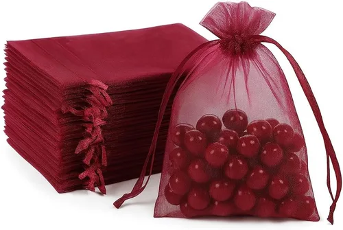 100 bolsas de organza transparentes con cordón para joyas, recuerdos de boda, suministros de fiesta, dulces, perfumes, cosméticos, eventos