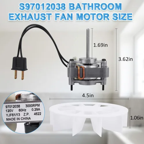 Miniatura 2 de S97012038 - Kit de motores eléctricos de repuesto para ventilador de escape de baño Broan 659 662 663 668 678 688 50CFM 97012038 Motor de ventilador