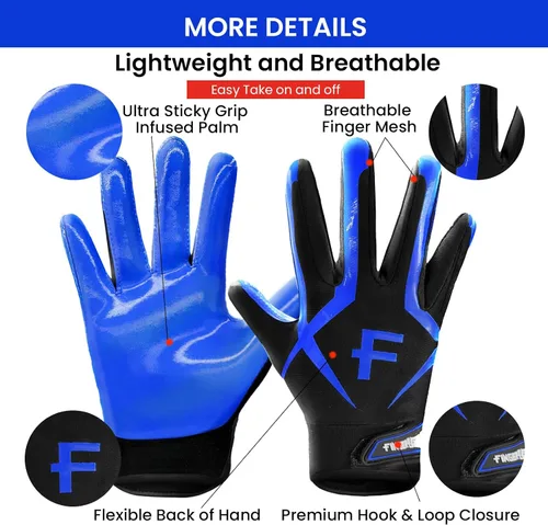 Miniatura 2 de FINGER TEN Guantes receptores de fútbol para hombre, ultra pegajosos y antideslizantes para un apoyo y protección superiores, agarre elegante