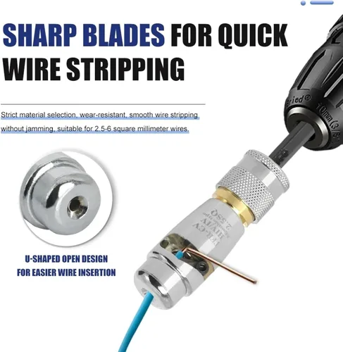 Miniatura 5 de Herramienta automática de pelado y torsión de cables para taladro, kit de conector de pelacables eléctricos para cables 2.5 - Tornillo de tuerca