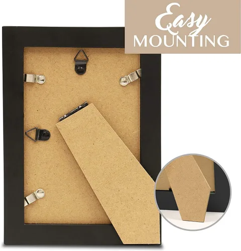 Miniatura 4 de Klikel Marco de fotos negro – Juego de 2 marcos de fotos de madera negra de 4 x 5 pulgadas – hecho de madera real con protección de fotos de vidrio