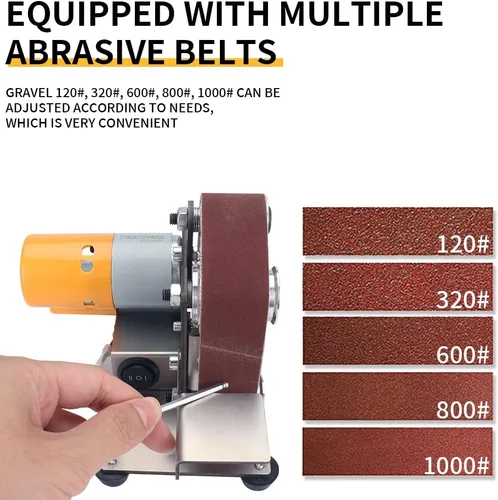 Miniatura 2 de Mini Lijadora de Banda Banco Rectificadora de Metal para Hacer Cuchillos Pequeña Máquina Eléctrica de Afilar, Pulidora de 7 Velocidades Ajustables