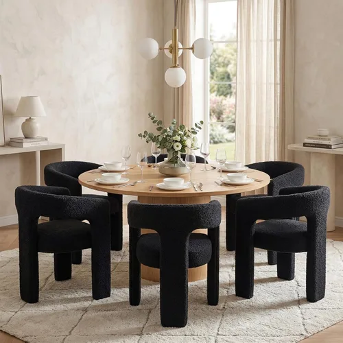 Miniatura 40 de HNY Silla moderna de cocina y comedor de estilo barril, silla de acento tapizada en cuero sintético PU con brazo, silla de lado de 47 cm de ancho