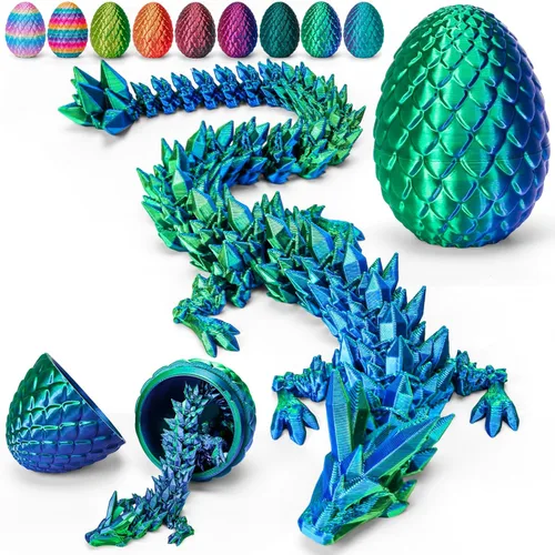 Miniatura 15 de TBOLINE - Huevo de dragón impreso en 3D, animal de cristal articulado, juguete para la ansiedad para adolescentes, niños y niñas, piezas míticas