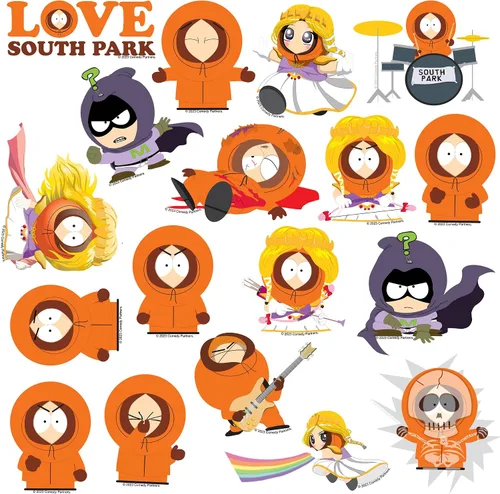 Miniatura 3 de South Park Kenny - Paquete de calcomanías de vinilo troqueladas grandes de lujo para laptop, botella de agua, álbumes de recortes, tableta y uso