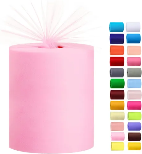 Miniatura 25 de Rollos de tul de 6 pulgadas por 100 yardas (300 pies) de tela de carrete de tul para bricolaje, faldas tutú, bodas, baby shower, manualidades