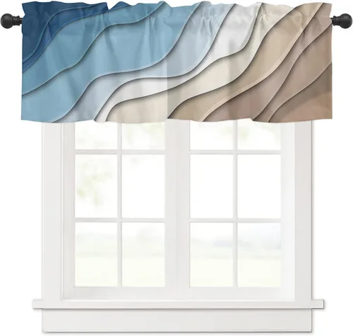 Miniatura 22 de Cortina de cenefa negra degradada para ventanas de kithchen, negro, blanco, gris, degradado, moderno, abstracto, geométrico, cenefa con bolsillo