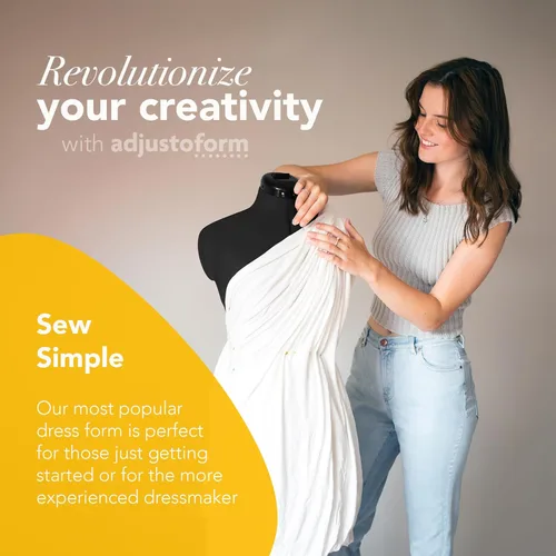 Miniatura 6 de Adjustoform Sew Simple FG307 Maniquí ajustable con forma de vestido negro M-L (talla de vestido EE. UU. 10-16) de 8 piezas para costura femenina +